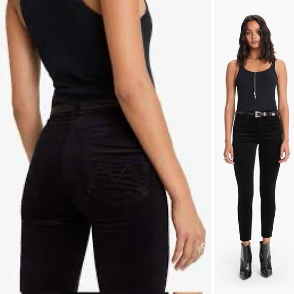 Mother Denim High Waisted Looker Ankle Jeans In Soft Skills 27 Crushed Velvet - Picture 1 of 9